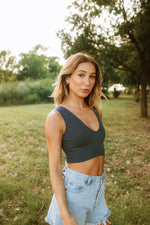 Jolie Ribbed Seamless Crop Top - Marine