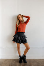 Franklin Ribbed Turtleneck Top - Rust