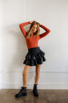 Franklin Ribbed Turtleneck Top - Rust