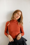 Franklin Ribbed Turtleneck Top - Rust
