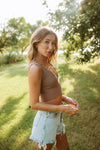 Jolie Ribbed Seamless Crop Top - Espresso