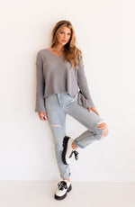 Bernadette Knit Sweater - Blue Grey