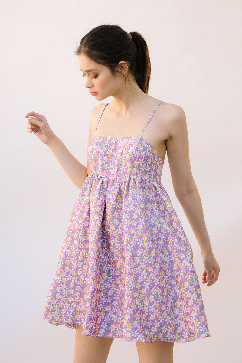 Joan Floral High Sheen Babydoll Dress