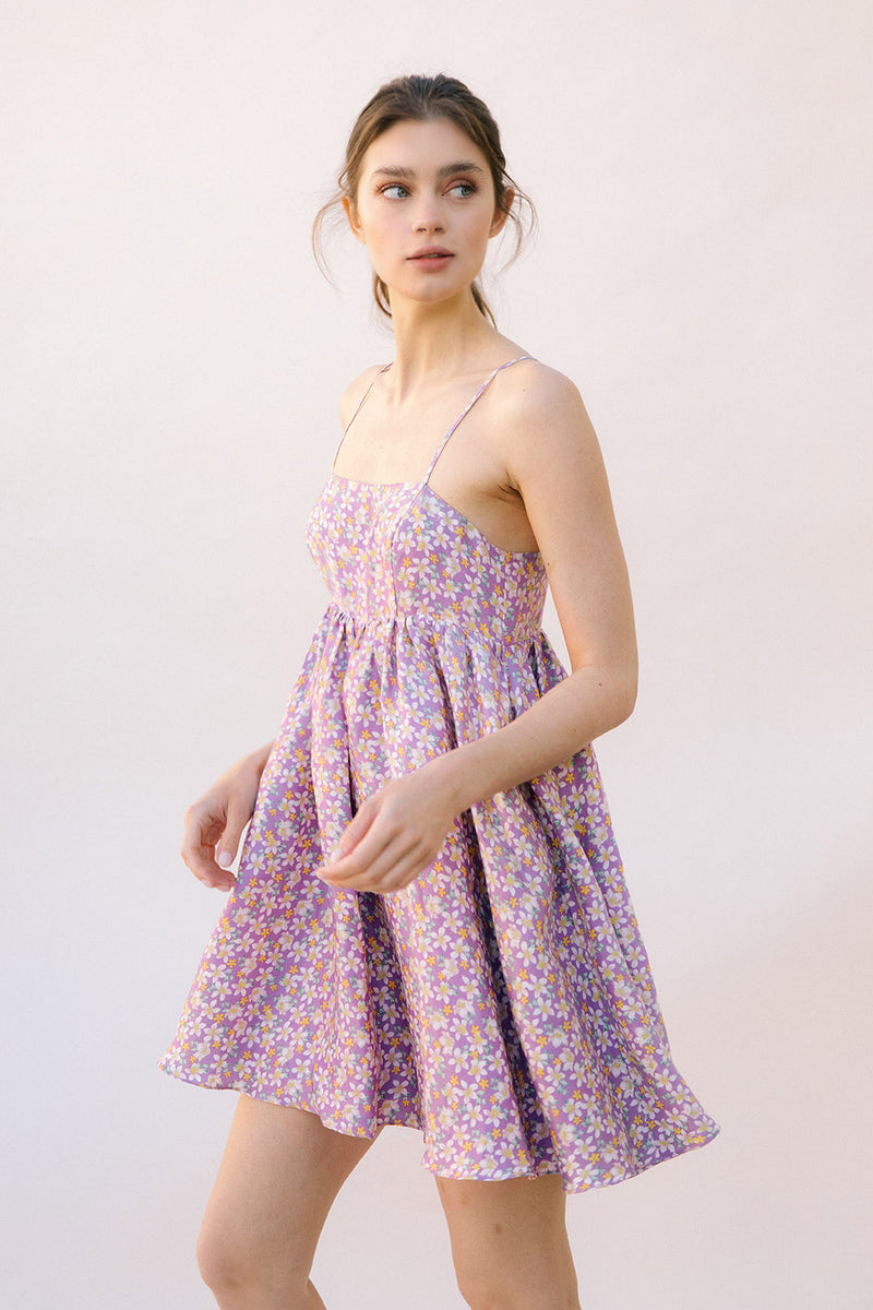 Joan Floral High Sheen Babydoll Dress