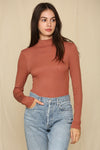 Day And Night Turtleneck Knit Top - Rust