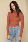 Day And Night Turtleneck Knit Top - Rust