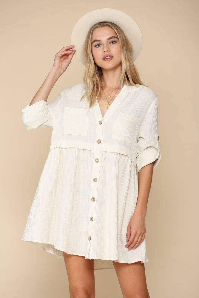 Yolanda Cotton Button Down Babydoll Dress