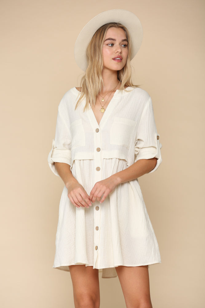 Yolanda Cotton Button Down Babydoll Dress