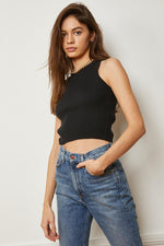 Piper Ribbed Cropped Tank Top - Black