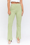 Wait Up Knit Gingham Slit Front Pants