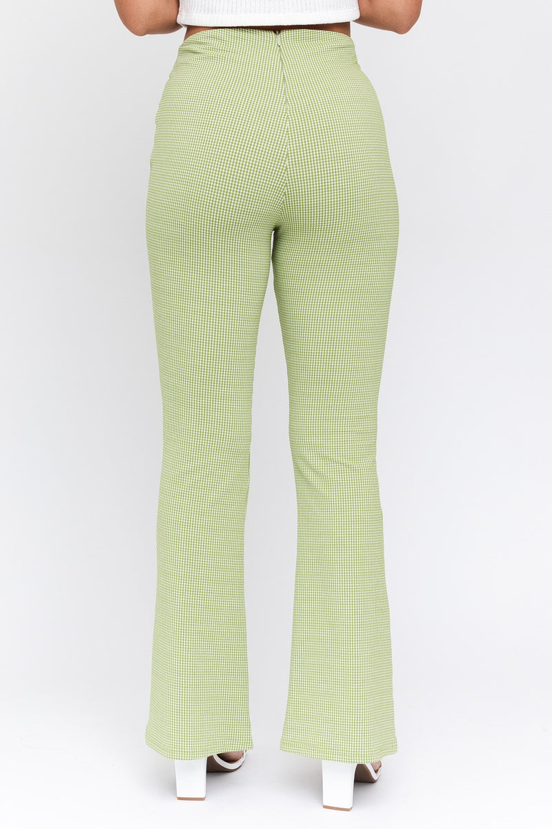 Wait Up Knit Gingham Slit Front Pants
