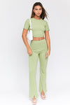 Wait Up Knit Gingham Slit Front Pants