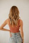 Jolie Ribbed Seamless Crop Top - Chestnut