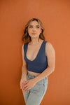 Jolie Ribbed Seamless Crop Top - Marine