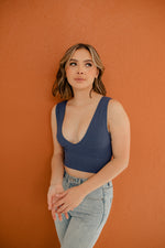 Jolie Ribbed Seamless Crop Top - Marine