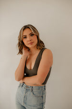 Jolie Ribbed Seamless Crop Top - Moss
