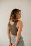 Jolie Ribbed Seamless Crop Top - Moss