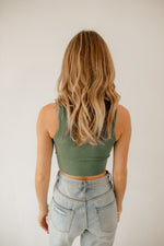 Jolie Ribbed Seamless Crop Top - Dark Sage