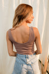 Izzy Ribbed Crop Tank - Espresso