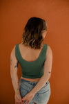 Izzy Ribbed Crop Tank - Dark Sage