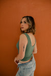 Izzy Ribbed Crop Tank - Dark Sage