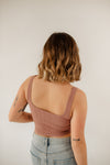 Bri Square Neck Ribbed Brami - Vintage Mauve