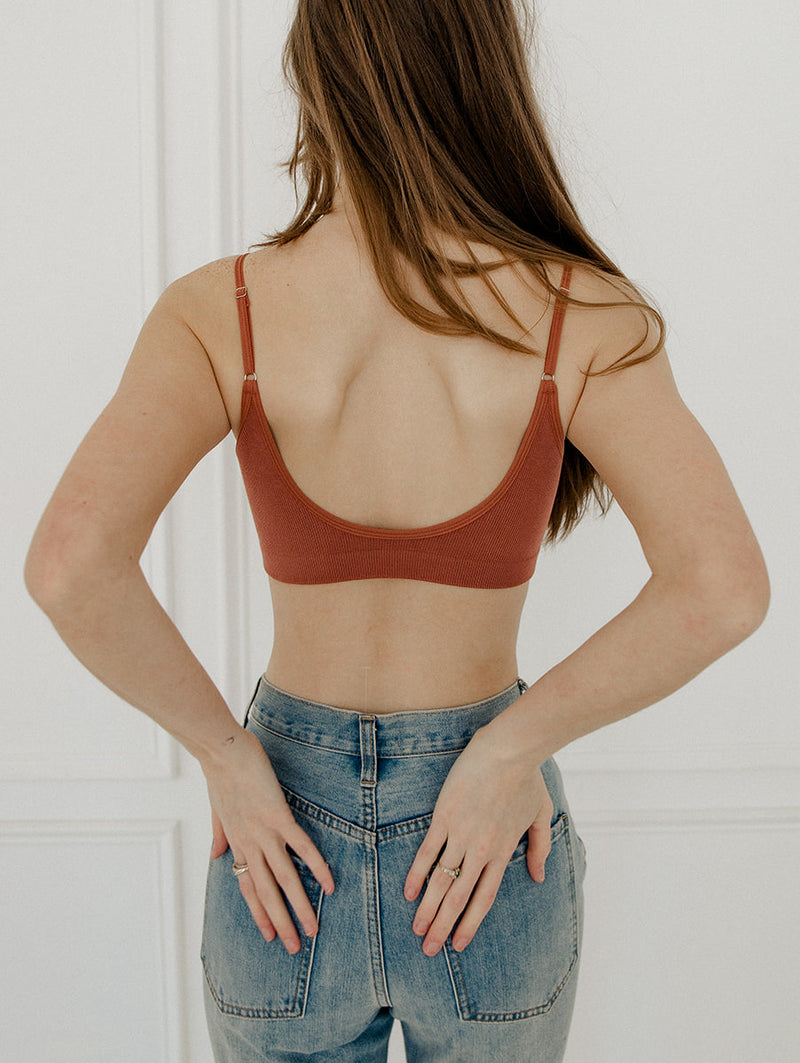 Halo Ribbed Seamless Bralette - Chestnut Rose