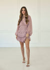 Shine On Pleated Ruffle Mini Dress - Blush
