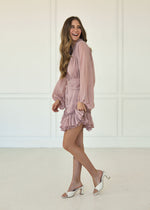 Shine On Pleated Ruffle Mini Dress - Blush