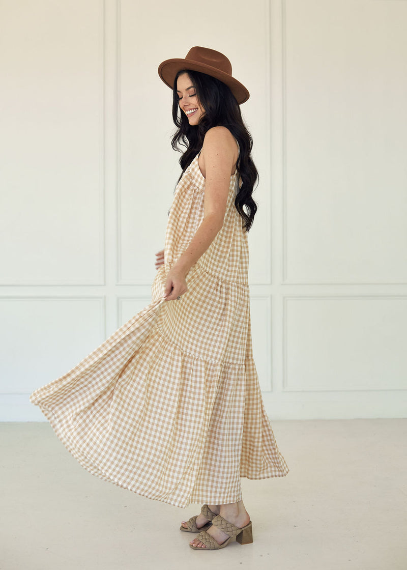 Baker Cotton Gingham Tiered Maxi Dress