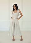 Sirius Pocketed Smocked Tie Linen Jumpsuit