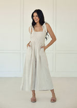 Sirius Pocketed Smocked Tie Linen Jumpsuit