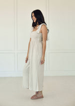 Sirius Pocketed Smocked Tie Linen Jumpsuit