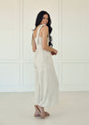 Sirius Pocketed Smocked Tie Linen Jumpsuit