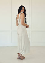 Sirius Pocketed Smocked Tie Linen Jumpsuit