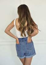 Lani High Rise Paper Bag Waist Denim Shorts