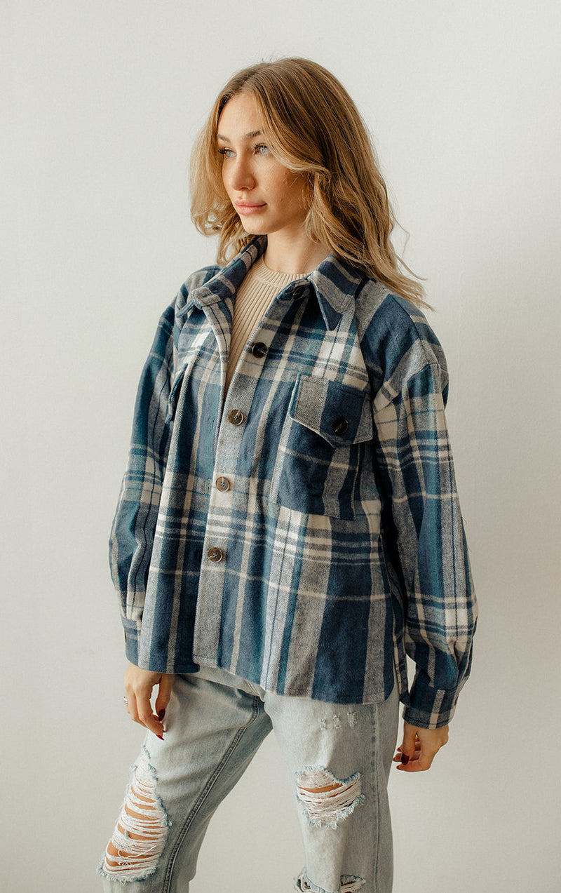 Nicolas Plaid Button Down Shacket