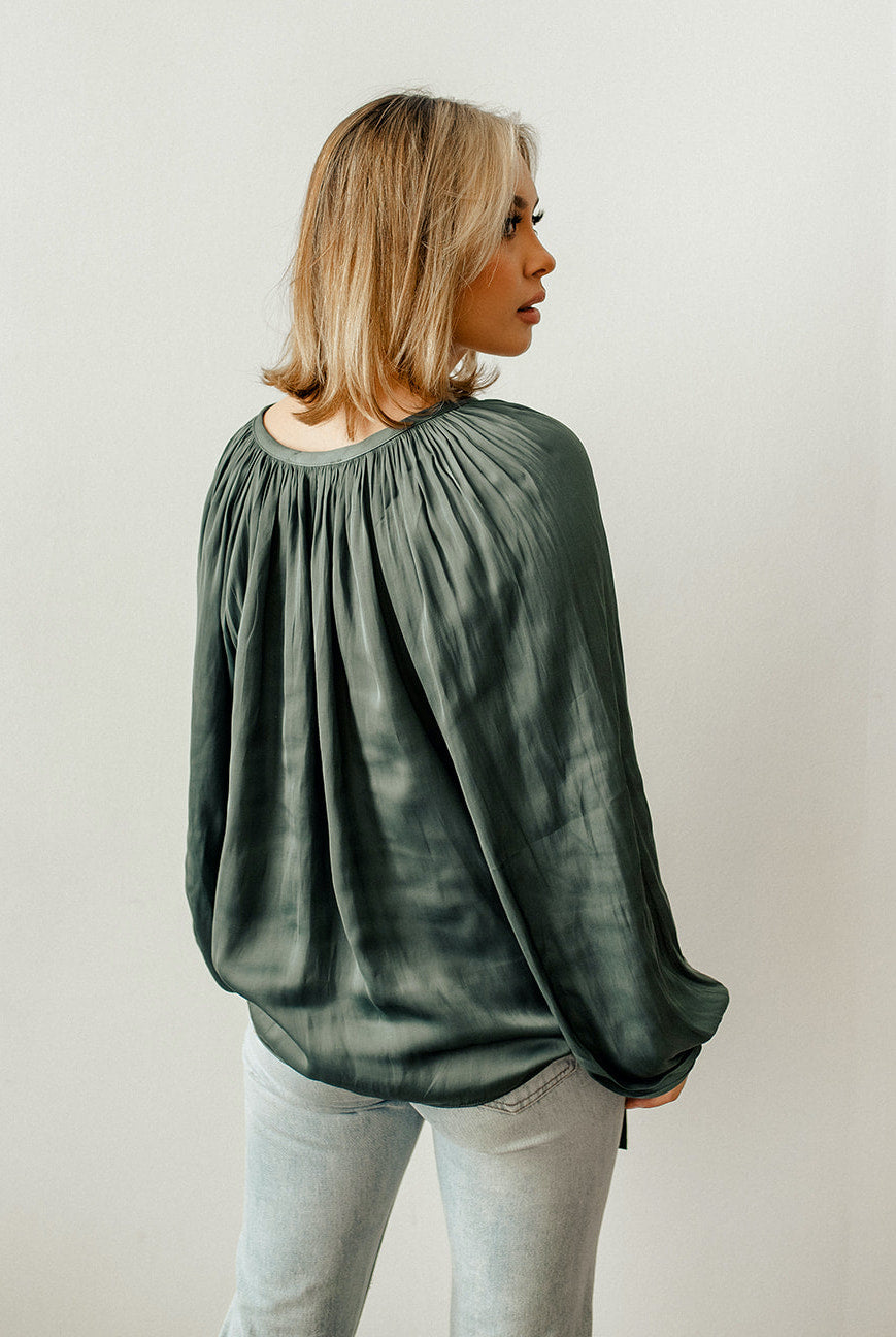 Harlow Satin Split Neck Blouse