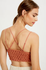 Cassie Padded Lace Bralette - Brick