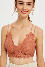 Cassie Padded Lace Bralette - Brick