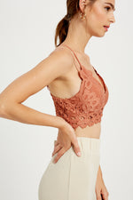 Cassie Padded Lace Bralette - Brick