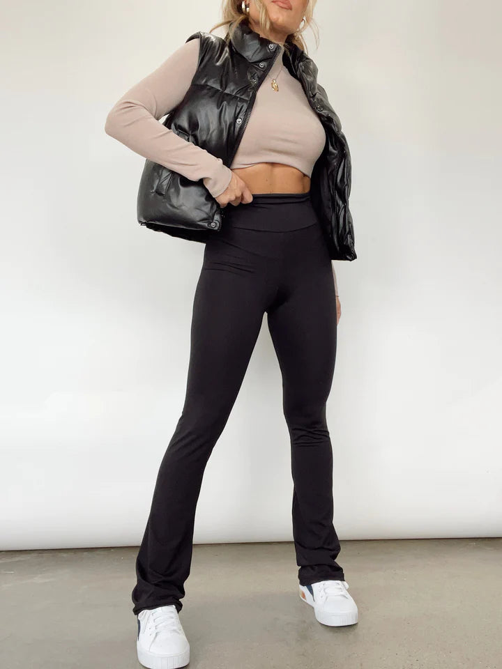 All Set High Rise Flared Pants- Black