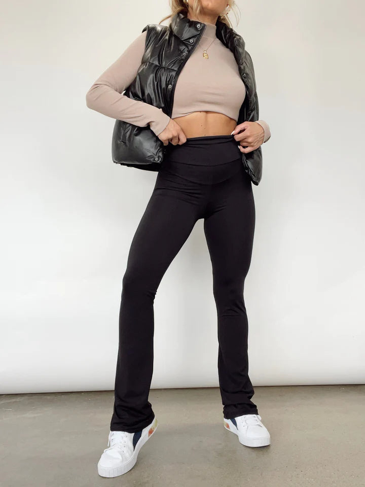 All Set High Rise Flared Pants- Black