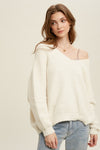 Darling One Knit V-Neck Sweater - Cream