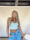 Meant To Be Ribbed Seamless Crop Top - Dusty Mint