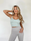 Sydney Ribbed Seamless Crop Tank - Dusty Mint